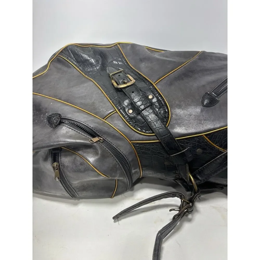 Vintage Titleist Leather Golf Bag Black Faux Alligator Carry Bag Rain Cover USA
